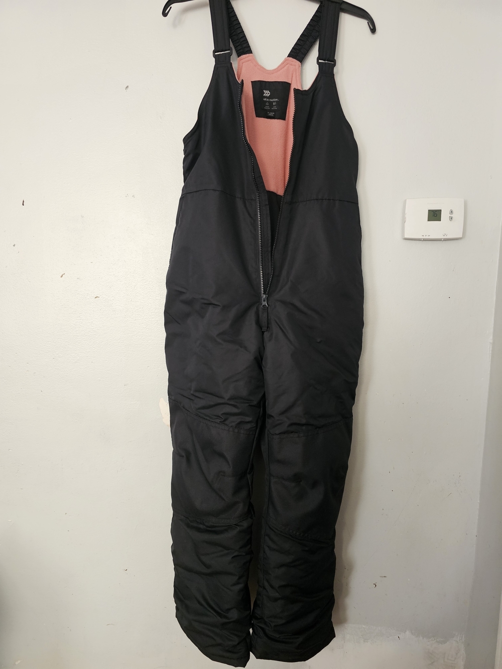 all in motion Black Bib Snow Pants with Pink Lining